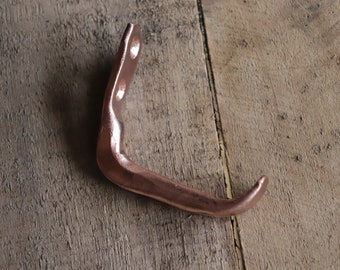 Solid Copper Hand forged J / L hook coat hook towel hook farmhouse rustic Steampunk