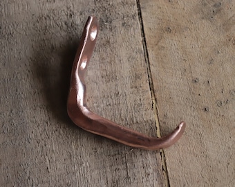 Solid Copper Hand forged J / L hook coat hook towel hook farmhouse rustic Steampunk