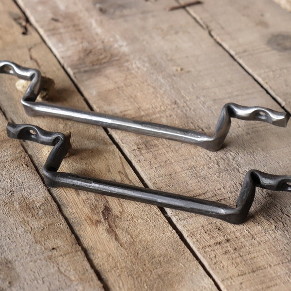 Hand forged rustic farmhouse swaged bend steel handles / drawer pulls / DIY projects