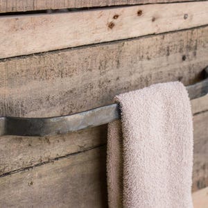 Hand Forged Towel / Cloth Bar Rack Hammered Farmhouse Cabin Door Pull Handle