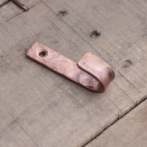 Solid Copper Hand Forged J Hook Coat Hook Rustic Farmhouse Cabin Steampunk