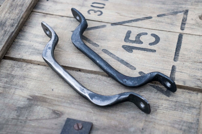 Hand forged rustic farmhouse steel handles / drawer pulls / DIY projects image 1