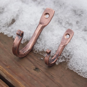 Solid Copper Hand Forged rustic vintage farmhouse cabin wall hooks