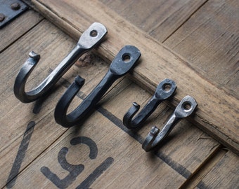 Hand Forged rustic vintage farmhouse cabin steel wall hooks