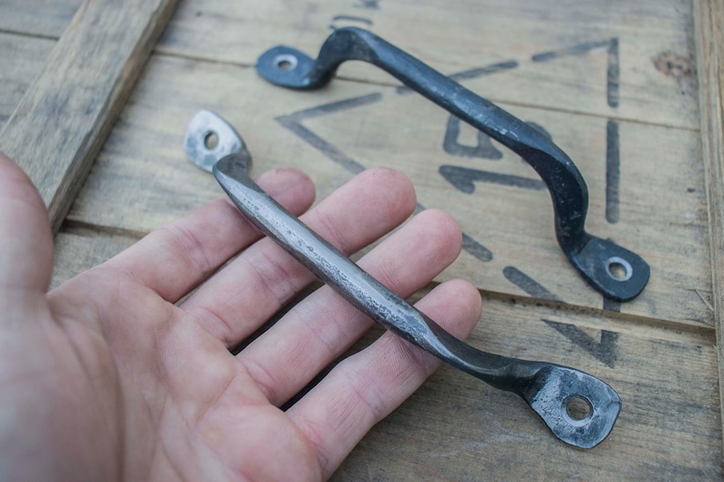 Hand forged rustic farmhouse steel handles / drawer pulls / DIY projects image 4