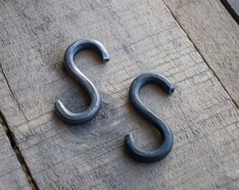 Hand Forged S Hook for plants pots pans utensils lights rustic farmhouse decor Natural