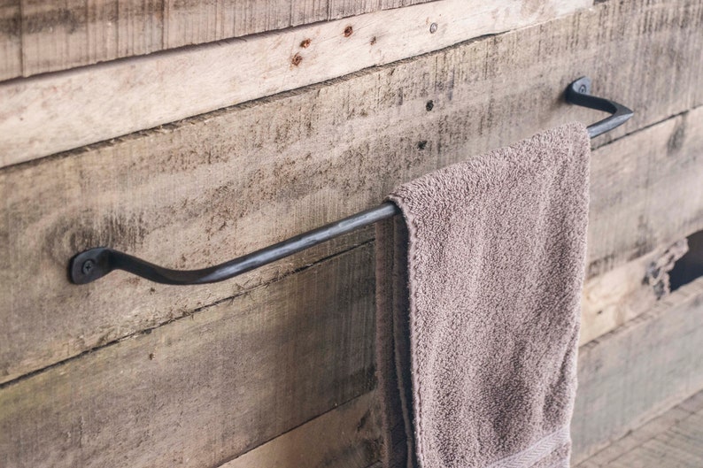 Hand Forged Towel / Cloth Rack Hammered Farmhouse Cabin image 1
