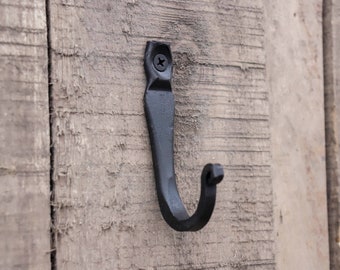 Hand Forged rustic vintage farmhouse elegant cabin steel wrought iron wall hook