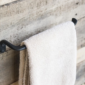 Hand Forged open side hand towel holder hammered rustic cabin farmhouse style