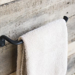 Hand Forged open side hand towel holder hammered rustic cabin farmhouse style