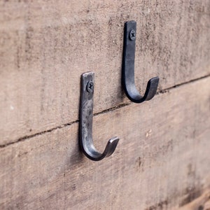 Hand Forged Flat Hook J Hook Rustic Farmhouse Simple Cabin