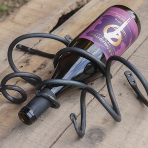 Hand Forged Spiral Wine Bottle Holder Rack