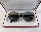 CARTIER Cabriolet Green Gold Plated Vintage Sunglasses Frames