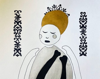 Obra de arte de sueños, pintura de acuarela de manos negras