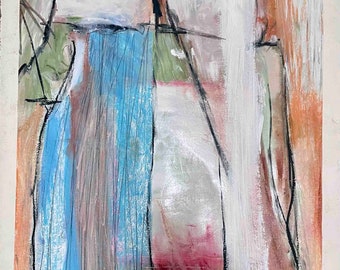 Dibujo de figura abstracta: 30 x 22 pulgadas, sin marco