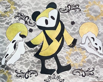 Arte del insomnio: dibujo en técnica mixta, 15 x 20