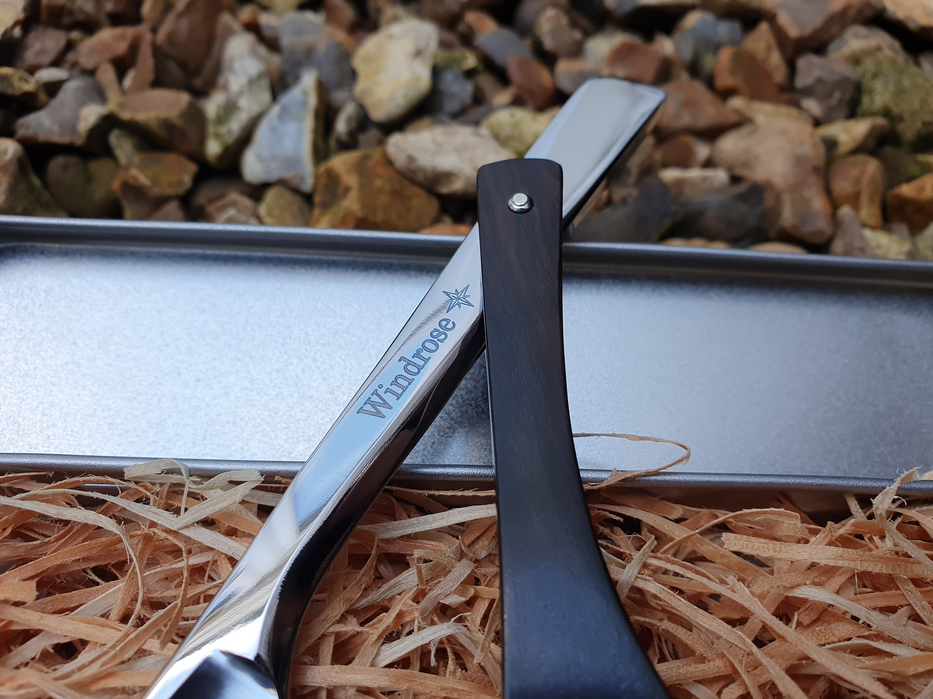 Japanese style Straight razor by Windrose 6/8th Ebony handle | Etsy