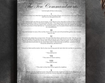 The Ten Commandments Metal Art: Distressed Sign, Christian Wall Decor, Gift for Husband, Religious