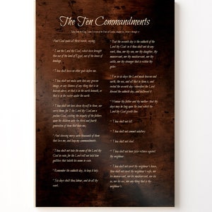Bronze Decalogue,  The Ten Commandments Sign, Bible Page, Metal Sign, Gift For Him, Bible Verse Wall art, Church Lobby Art, Sign, Exodus 20