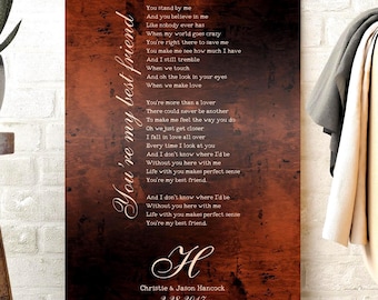 Bronze Wedding Song Art, Personalized Song Plaque, Custom Lyrics Sign, 8th Anniversary Gift for wife, 1st Dance lyrics, Bronze Anniversary