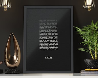 Custom Wedding Vows,  Paper Anniversary Gift for Him, 1st Anniversary, Wedding Vow  Canvas Art,  2nd Anniversary Gift for Husband, Cotton
