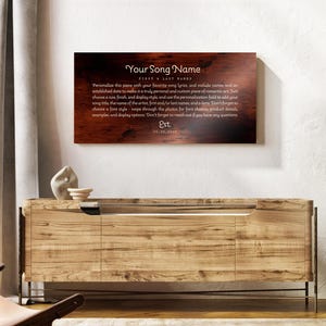 Custom Song Art, Bronze Anniversary Art, With Lyrics, First Dance Gift, 8th anniversary, Gift for Wife, Bronze Anniversary Gift, With Names