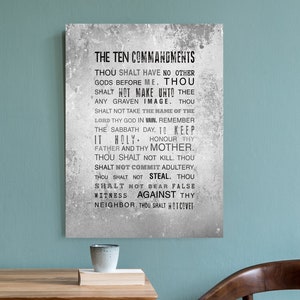 10 Commandments Sign, Distressed Metal, Religious Art for Mancave, Gift for pastor, Housewarming gift, Husband gift, Gft for Him