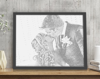 All Words, 1 Year Anniversary Gift for Husband, Portrait to Text, wedding vow print, Picture, Made of Words, Words with Photo