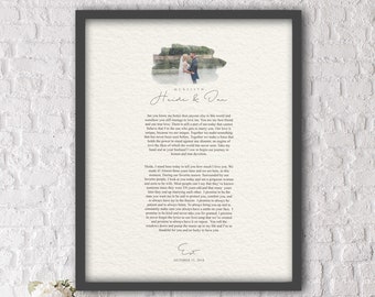 Framed Wedding Vows, Wedding Vow Photo Print, Paper Anniversary Gift for Wife, 1 Year Anniversary Gift, Custom Anniversary Gift with Vows