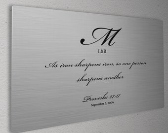 Iron Sharpens Iron, Couple's art, Wedding gift for bride and groom, 6th Anniversary, Gift Metal Print, Proverbs 27:17, Iron Anniversary Gift