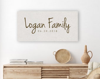 Family Name Sign, Cotton Anniversary Gift, 2 Year Anniversary Gift, Wedding Anniversary Gift, Personalized Family canvas, Cotton gift idea