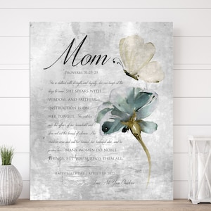 Personalized Mom Plaque, Proverbs 31 Vintage Metal Decor, Butterfly Motif, Christian Floral Wall Art, Gift with Scripture, Virtuous Woman