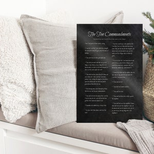 Rugged 10 Commandments Plaque, Ten Commandments wall hanging, 10 Commandments Sign, Decalogue, Bible Page Art, Exodus 20, King James
