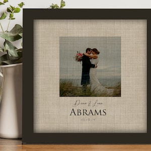 Personalized Linen Anniversary Photo Gift: Framed Wedding Portrait