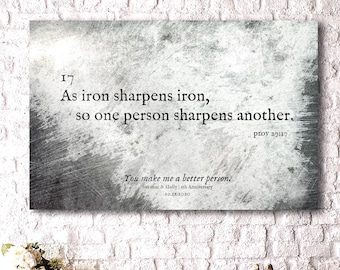 Iron Anniversary Gift for Him, Christian Anniversary Gift, 6th Anniversary Gift for Husband, Custom Iron Sharpens Iron Gift