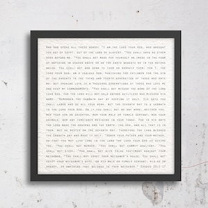 The 10 Commandments, Modern, Scripture, custom, wall, art, decor, gift, Bible verse, prints, Scriptures, on canvas, Framed, gifts,