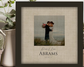 Personalized Linen Anniversary Photo Gift: Framed Wedding Portrait