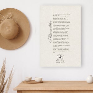 Cotton Anniversary Gift, Song Lyrics on Cotton, 2 Year Anniversary Gift, Wedding Anniversary Gift, Our Song on Cotton, 2nd Anniversary