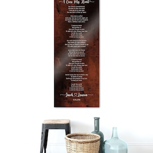 Hohes Metallschild mit Songtext, Bronze Songtext, erste Tanzkunst, mit Herz, Bronze Jahrestag Geschenk für Frau, zum 8.Jahrestag, 19
