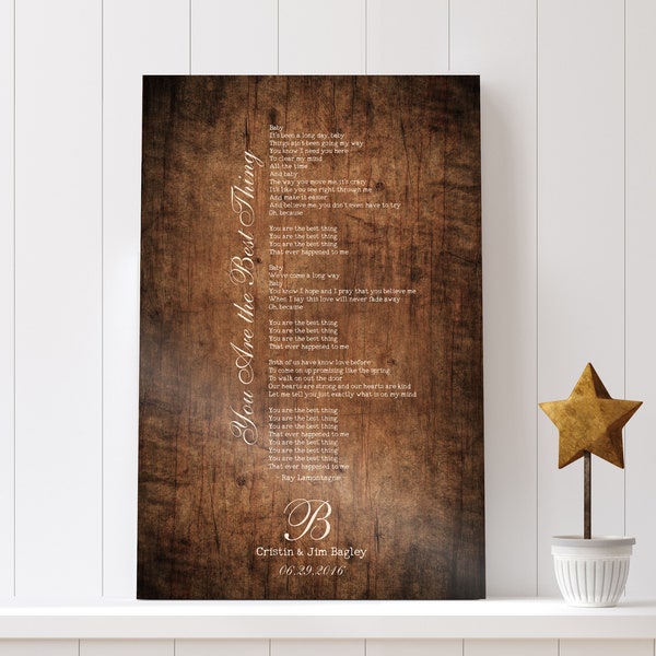 Lyrics on Wood, Wood Anniversary Gift, 5th anniversary gift, Personalize Wood Gift, 5 Year Anniversary, Monogrammed Wood Gift Gift, Our song