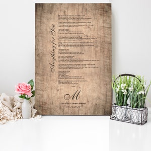 5th anniversary gift, Personalized Wood Gift, Lyrics on Wood, 5 Year Anniversary Gift, 5 Year Anniversary, Gift on Wood, Monogrammed Wood