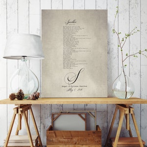 Personalized Song Lyric Cotton Canvas: Anniversary Wall Art