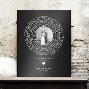 6th Wedding Anniversary Gift for Her, Wedding song sign, Iron Anniversary Gift Idea, Photo Frame, Personalized Gift for Wife, Gift by Year