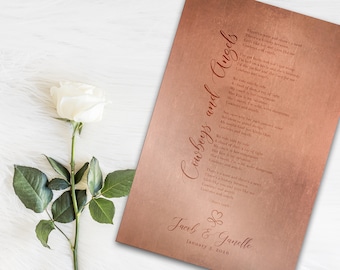 7 Year Wedding Anniversary Gift, Our Song on Copper, Copper Anniversary Gift, Personalized Copper Gift, 7th anniversary gift, Romantic Gift