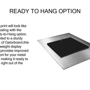 May include: A metal print with a black backing board, ready to hang. The print is mounted to a sturdy block of Gatorboard, making it easy to display.