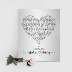 Our song on Tin, Love song Sign, Couples anniversary gift, Custom Song Lyric Art, Tenth Year, First Dance Song Print,10th Anniversary Tin