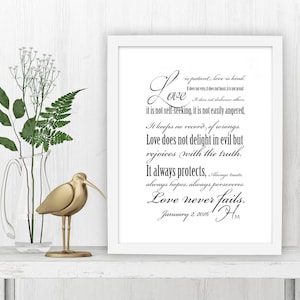 Scriptures for Couples, 1 Corinthians 13,  Personalized, Monogrammed, Framed, Wedding, Gift,Canvas, Anniversary, Love is patient, Print, Ann