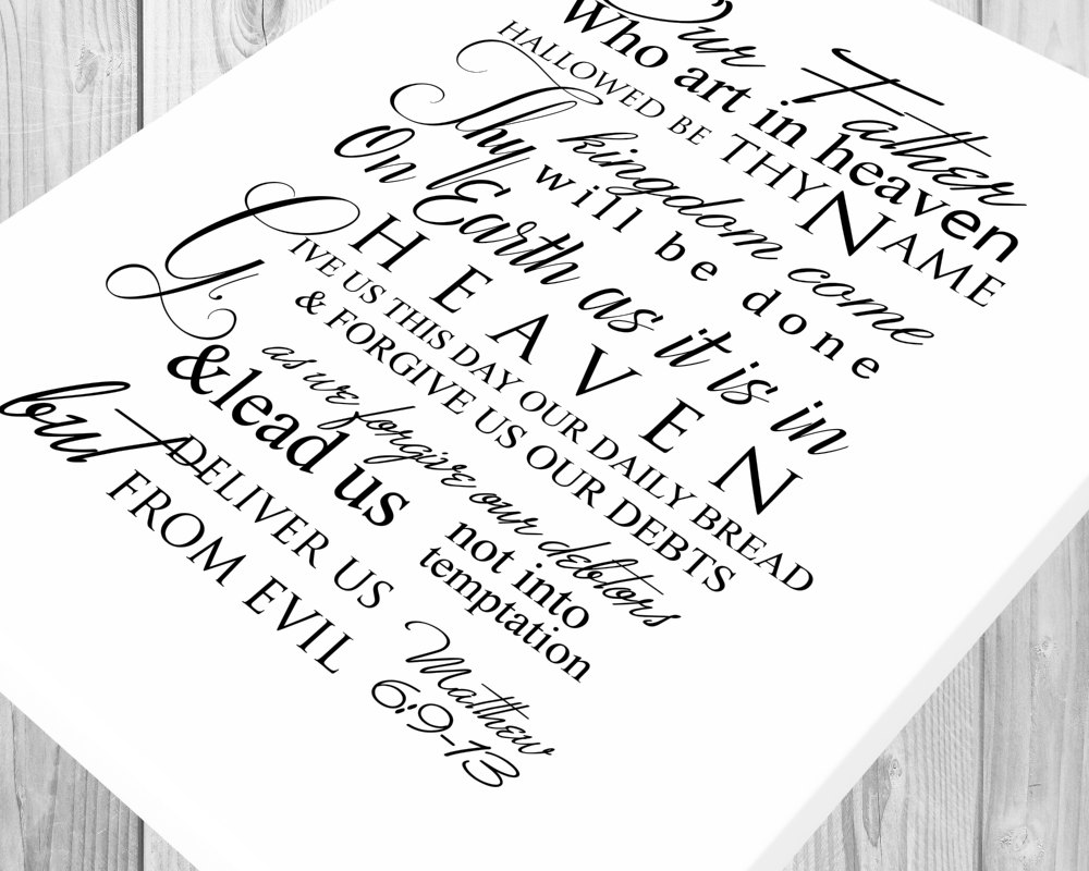 The Lord's Prayer on Canvas Christian Song Word Art Etsy