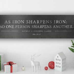 Iron Sharpens Iron Sign, Custom Wedding Gift, Religious Wedding gift, 6th Anniversary, Gift Metal Print, Prov 27:17, Iron Anniversary Gift