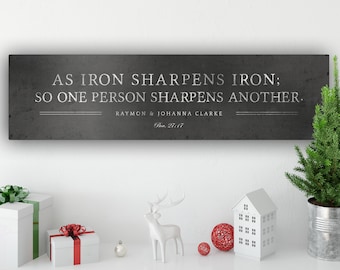 Iron Sharpens Iron Sign, Custom Wedding Gift, Religious Wedding gift, 6th Anniversary, Gift Metal Print, Prov 27:17, Iron Anniversary Gift